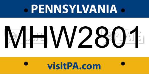 MHW2801 Pennsylvania License Plate