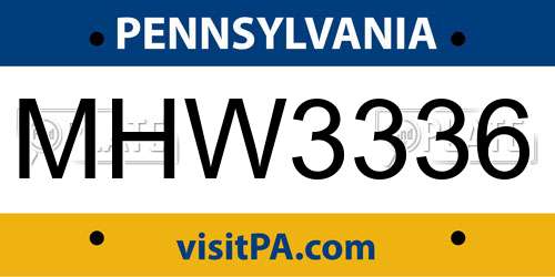 MHW3336 Pennsylvania License Plate