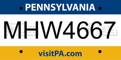 MHW4667 Pennsylvania License Plate