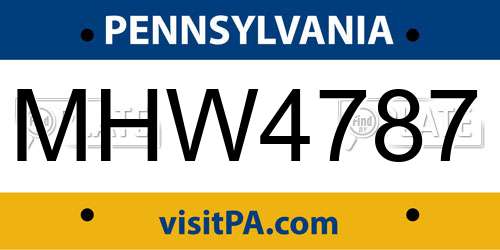 MHW4787 Pennsylvania License Plate