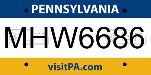 MHW6686 Pennsylvania License Plate