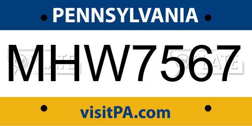 MHW7567 Pennsylvania License Plate