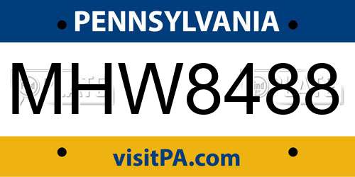 MHW8488 Pennsylvania License Plate