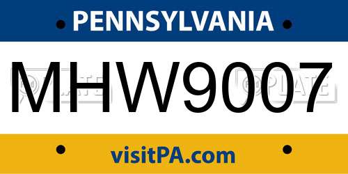 MHW9007 Pennsylvania License Plate