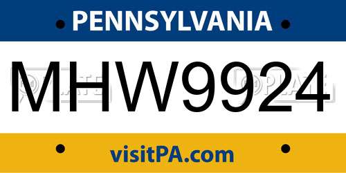 MHW9924 Pennsylvania License Plate
