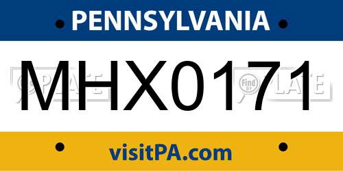 MHX0171 Pennsylvania License Plate