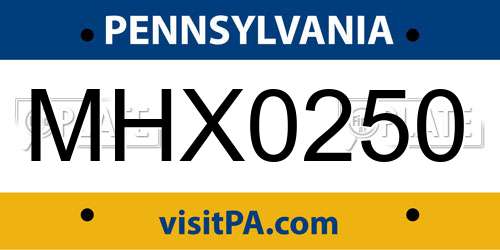 MHX0250 Pennsylvania License Plate