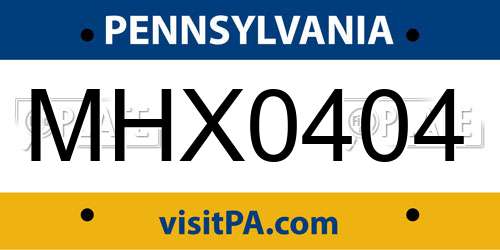 MHX0404 Pennsylvania License Plate
