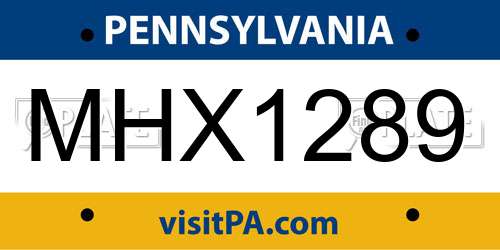 MHX1289 Pennsylvania License Plate