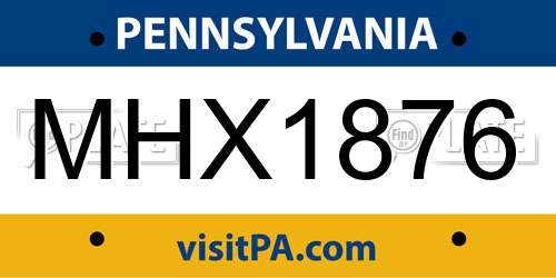 MHX1876 Pennsylvania License Plate