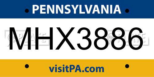 MHX3886 Pennsylvania License Plate