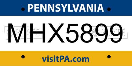 MHX5899 Pennsylvania License Plate