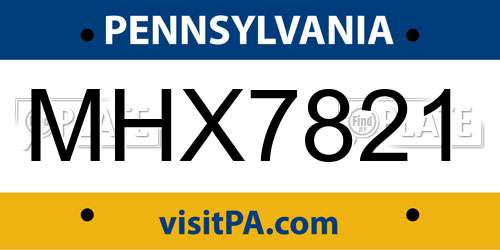 MHX7821 Pennsylvania License Plate