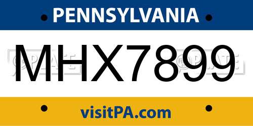 MHX7899 Pennsylvania License Plate