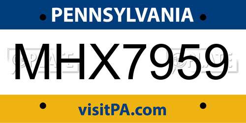 MHX7959 Pennsylvania License Plate