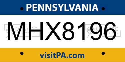 MHX8196 Pennsylvania License Plate
