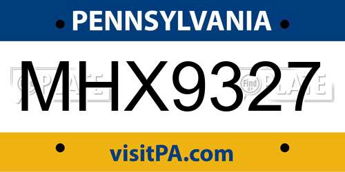 MHX9327 Pennsylvania License Plate