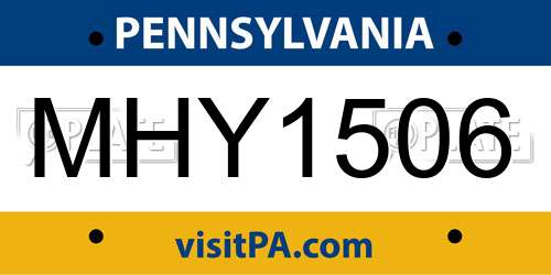 MHY1506 Pennsylvania License Plate