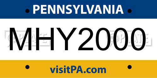 MHY2000 Pennsylvania License Plate