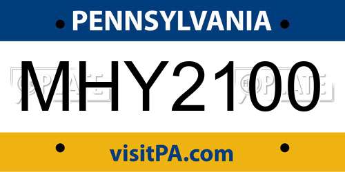 MHY2100 Pennsylvania License Plate