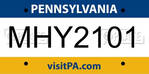 MHY2101 Pennsylvania License Plate