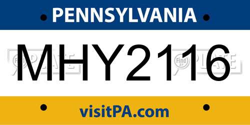 MHY2116 Pennsylvania License Plate