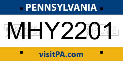 MHY2201 Pennsylvania License Plate