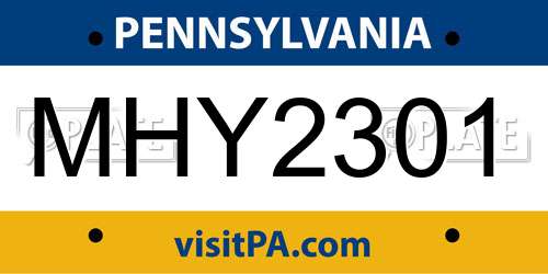 MHY2301 Pennsylvania License Plate