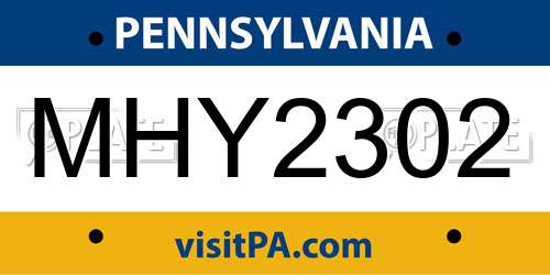 MHY2302 Pennsylvania License Plate