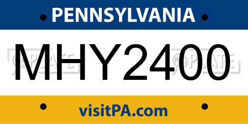 MHY2400 Pennsylvania License Plate
