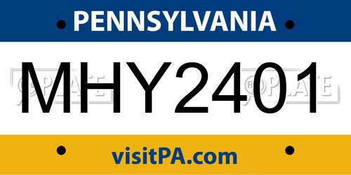 MHY2401 Pennsylvania License Plate
