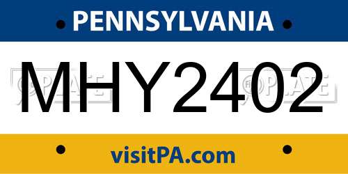 MHY2402 Pennsylvania License Plate