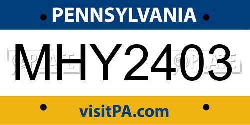 MHY2403 Pennsylvania License Plate