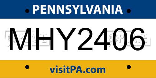 MHY2406 Pennsylvania License Plate
