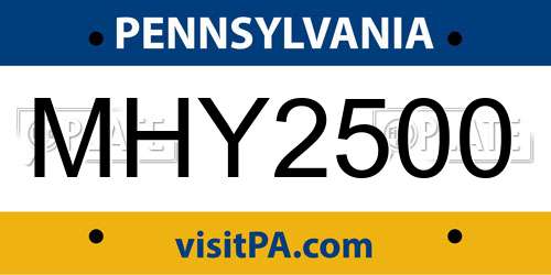 MHY2500 Pennsylvania License Plate