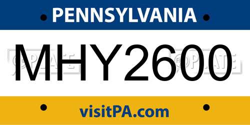 MHY2600 Pennsylvania License Plate