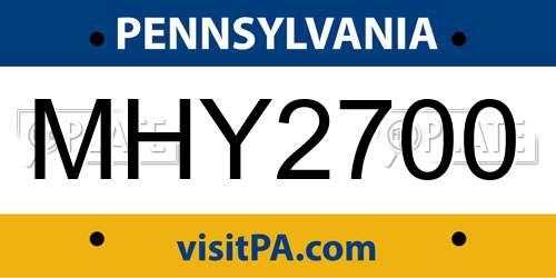 MHY2700 Pennsylvania License Plate