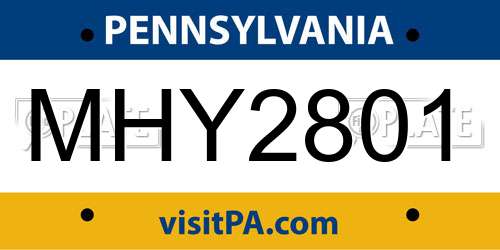 MHY2801 Pennsylvania License Plate