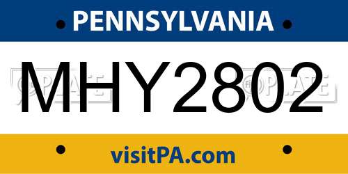 MHY2802 Pennsylvania License Plate