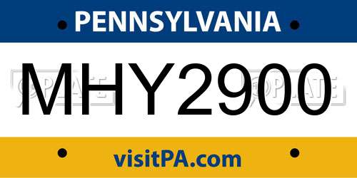 MHY2900 Pennsylvania License Plate