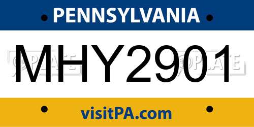 MHY2901 Pennsylvania License Plate