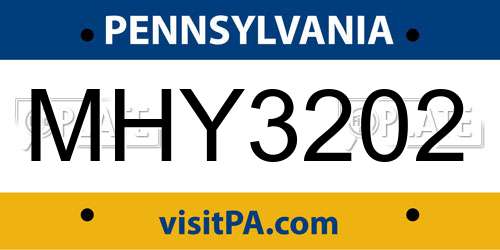 MHY3202 Pennsylvania License Plate