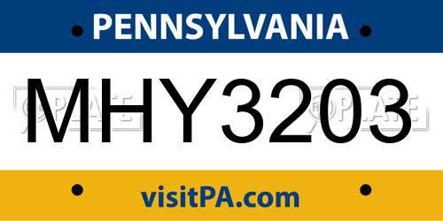 MHY3203 Pennsylvania License Plate
