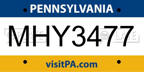 MHY3477 Pennsylvania License Plate