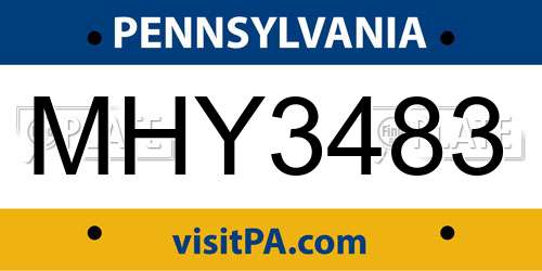 MHY3483 Pennsylvania License Plate