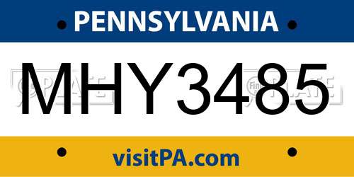 MHY3485 Pennsylvania License Plate