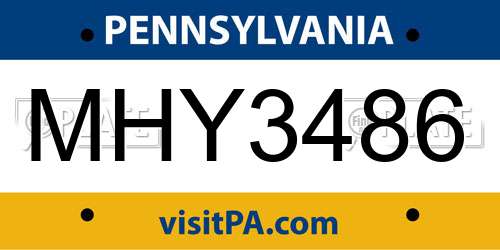 MHY3486 Pennsylvania License Plate