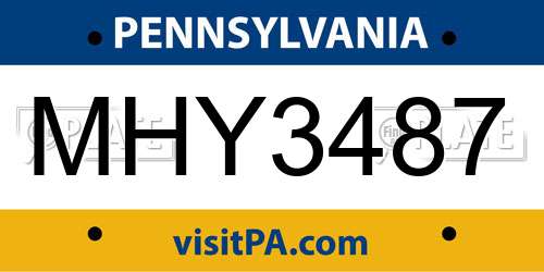 MHY3487 Pennsylvania License Plate