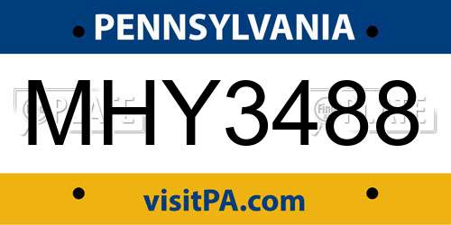 MHY3488 Pennsylvania License Plate
