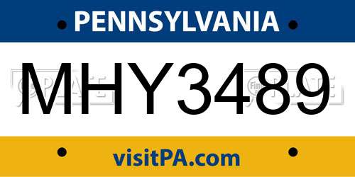 MHY3489 Pennsylvania License Plate